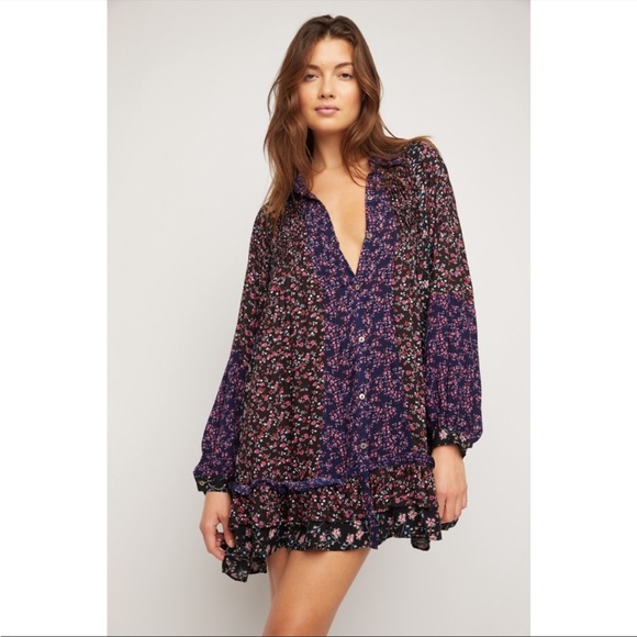 Free People Dresses & Skirts - Free People Lost In Your Floral Boho Printed Tunic Dress Size XS